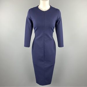 Escada Deep Sea NavyThree Ouarter Sleeve Sheath Lace Up Dress, Size 36